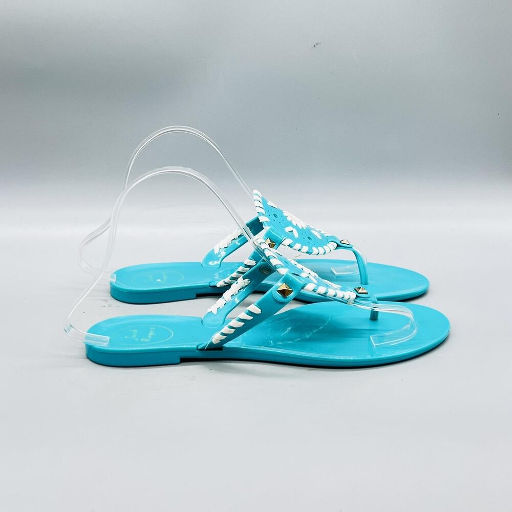 Jack Rogers Sandals Womens 8 Blue Synthetic Jelly Georgica Thong Flat Shoes